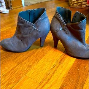 Grey heeled booties